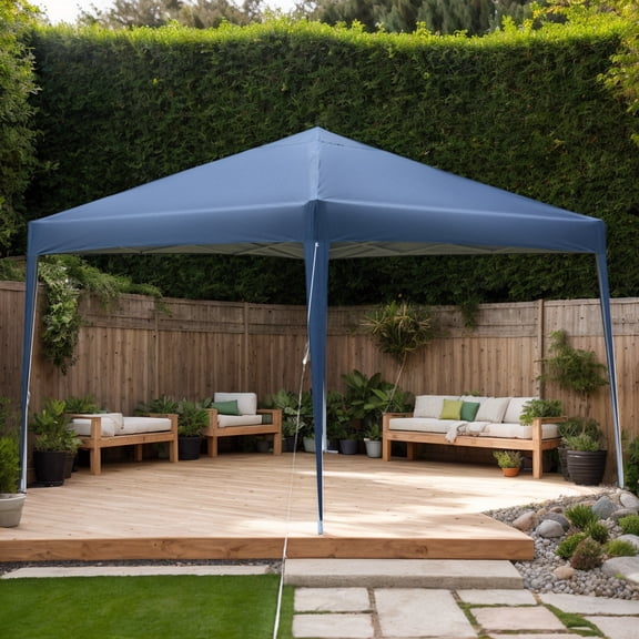 Blue 3x3m Right-Angle Folding Tent, Waterproof Pop-Up Canopy