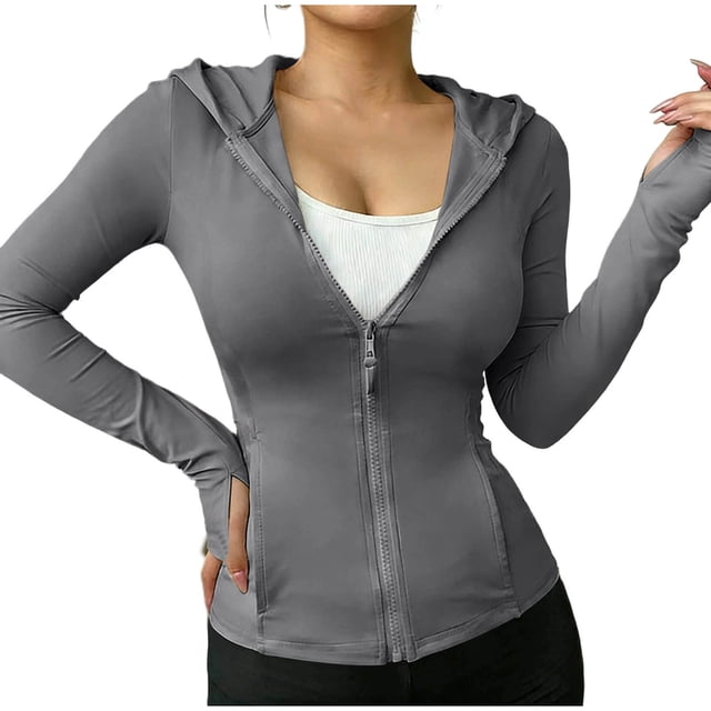 Ziynglg Chandails pour Femmes à Manches Longues, Hauts de Protection Solaire, Randonnée, Séchage Rapide, Hauts de Course, Couleur Unie, Hauts d'Extérieur