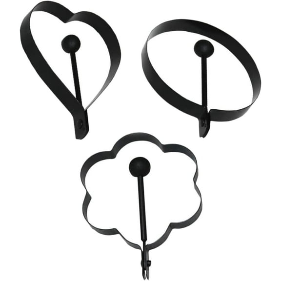 3pcs Circle Stencil Fried Egg Molds Stainless Steel Cookware Heart Fried Egg Round Egg Rings Omelet Molds Shaper Cooking Utensils Fried Eggs Frying Egg Mold Pancake Maker Egg Shape