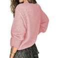 thumbnail image 3 of STARVNC Women Solid Color V Neck Lace Stitching Buttons Long Sleeves Sweater, 3 of 3