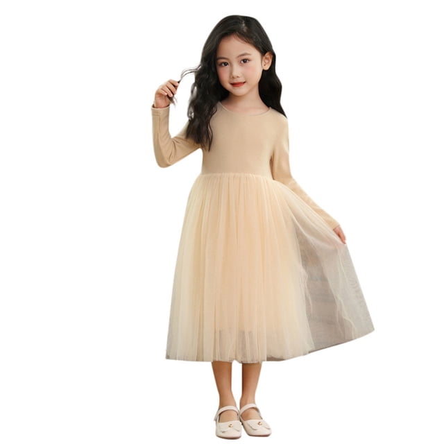 WEAIXIMIUNG Robes pour Enfants 4-5 Ans Filles Vêtements de Printemps Automne Manches Longues Robe Tutu