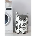 thumbnail image 3 of Botanical Laundry Bag, Autumn Leaves Simplistic Monochrome Sketch Continuous Illustration, Basket with Handles Drawstring Closure for Laundromats, 13" x 19", White and Charcoal Grey, by Ambesonne, 3 of 4