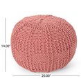 thumbnail image 5 of Noble House Round Plush Fabric Poufs, Red, 5 of 5