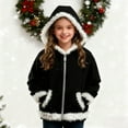 thumbnail image 2 of Jinhomg Girls Zip up Hoodie Jacket Sherpa Lined Jackets Kids Cute Fur Trim Hooded Sweatshirts Warm Winter Fleece Coats Outwear with Pockets, 2 of 7