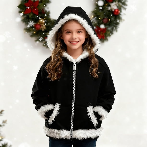 Sudadera con capucha y cremallera de manga larga para niñas y niños, informal, con bolsillo y color liso, de poliéster