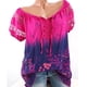 thumbnail image 5 of Blusa Camisa estampada de manga corta con cuello en V Blusa suelta Mujer Top de verano, Rosa roja, 5XL AweSitey  AP001925-40, 5 of 7