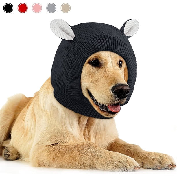Gorro de punto para perros y mascotas - Silencioso - Cálido - Protección contra el ruido - Para perros medianos y grandes - Negro