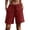 Burgundy, variant on TEAJOPSUU Womens Solid Color Shorts Cotton Linen Blend Drawstring Multi Cargo Pockets Shorts Casual Summer Shorts Beige