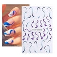 thumbnail image 2 of Line Nail Art Stickers Decals, 6 Sheets 3D Blue Pink Purple Rainbow Line Nail Decals Self-Adhesive Curve Stripe Lines Design Nail Sticker Foil Nail Art Accessories French Nail Art Decoration, 2 of 4