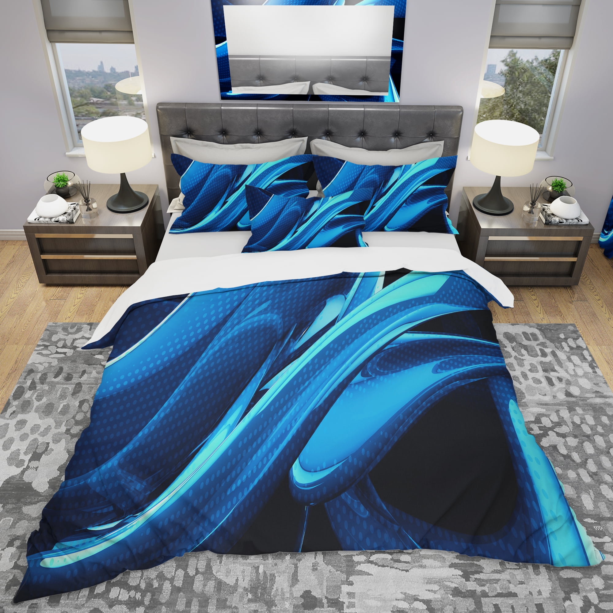 Designart 'Liquid Blue Abstract' Modern & Contemporary Duvet Cover Set