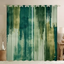 Manfei Green Fulit Ink Black Out Curtains,Vintage Sbatrsct Striped Curtains Pack of 2 (42x63 Each),Green Lines Bedroom Curtains For Adult,Microfiber Bedroom Decor