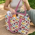 thumbnail image 2 of Pzuqiu Colorful Flower Large Capacity Quilted Tote Bag for Women Pink Diamond Puffer Shoulder Handbag, Lightweight Laptop Tote for Work, Travel, Shopping, College, Everyday Use, 2 of 7