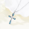 thumbnail image 2 of Coachuhhar Cross Necklace 925 Sterling Silver Turquoise Pendant Necklaces Religious Jewelry Gifts for Women Mom Birthday, 2 of 7