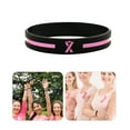 thumbnail image 2 of zttd cancer awareness pink ribbon silicone bracelet wrist band for women girls, 2 of 8