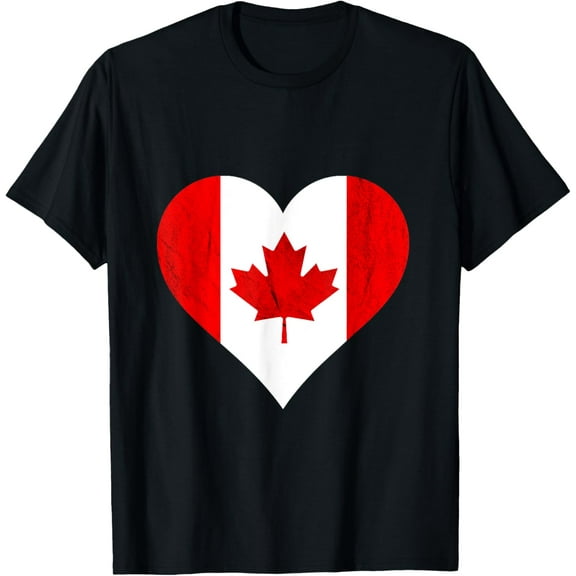 Canada Heart Canadian Flag Maple Leaf Canadian Roots T-Shirt