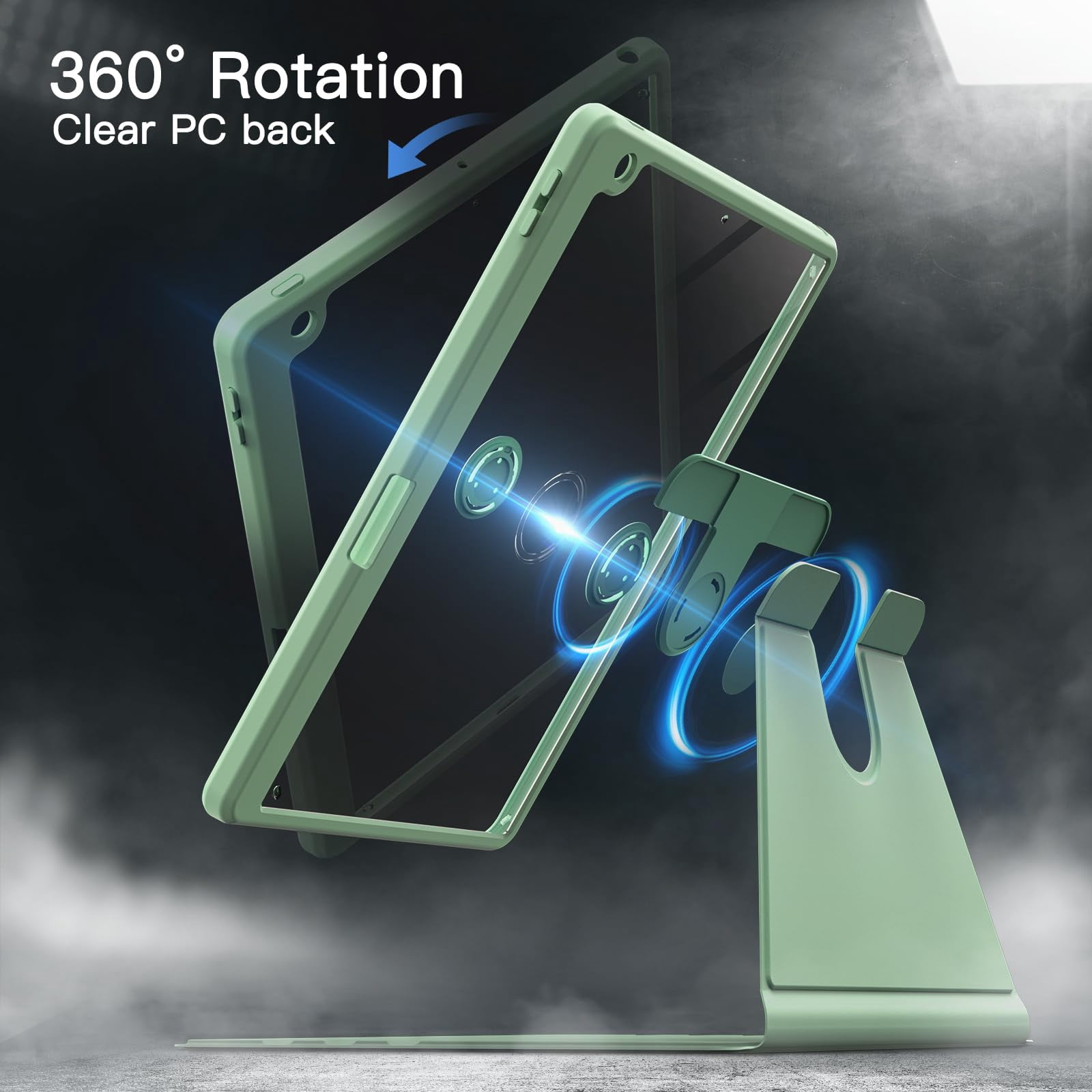 JETech Rotating Case for iPad 9/8/7 (10.2-Inch), 360 Degree Rotation Stand Cover (Matcha Green)