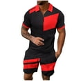 thumbnail image 3 of VBTAPA Clearance Sale! Men's Polo Shirt and Shorts Set Summer Casual Outfits Hawaiian Matching Suit for Men 2 Piece Color Block Tracksuit Sets Wine L, 3 of 8