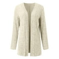 thumbnail image 6 of Fiaer Plus Size Cardigans Sweaters for Women Long Sleeve Solid Color Fashion Loose Fit Cozy Open Front Tops Beige S, 6 of 7
