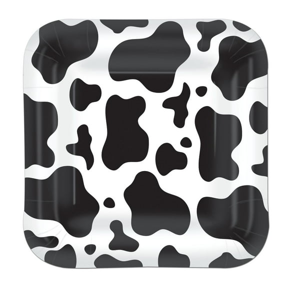 96 Pack Beistle Cow Print Party Paper Plates 7 inch