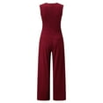 thumbnail image 4 of Combinaison Sans Manches Taille Haute Unie avec Poches Jambes Larges Décontractée Ample Robe Maxi, 4 of 8