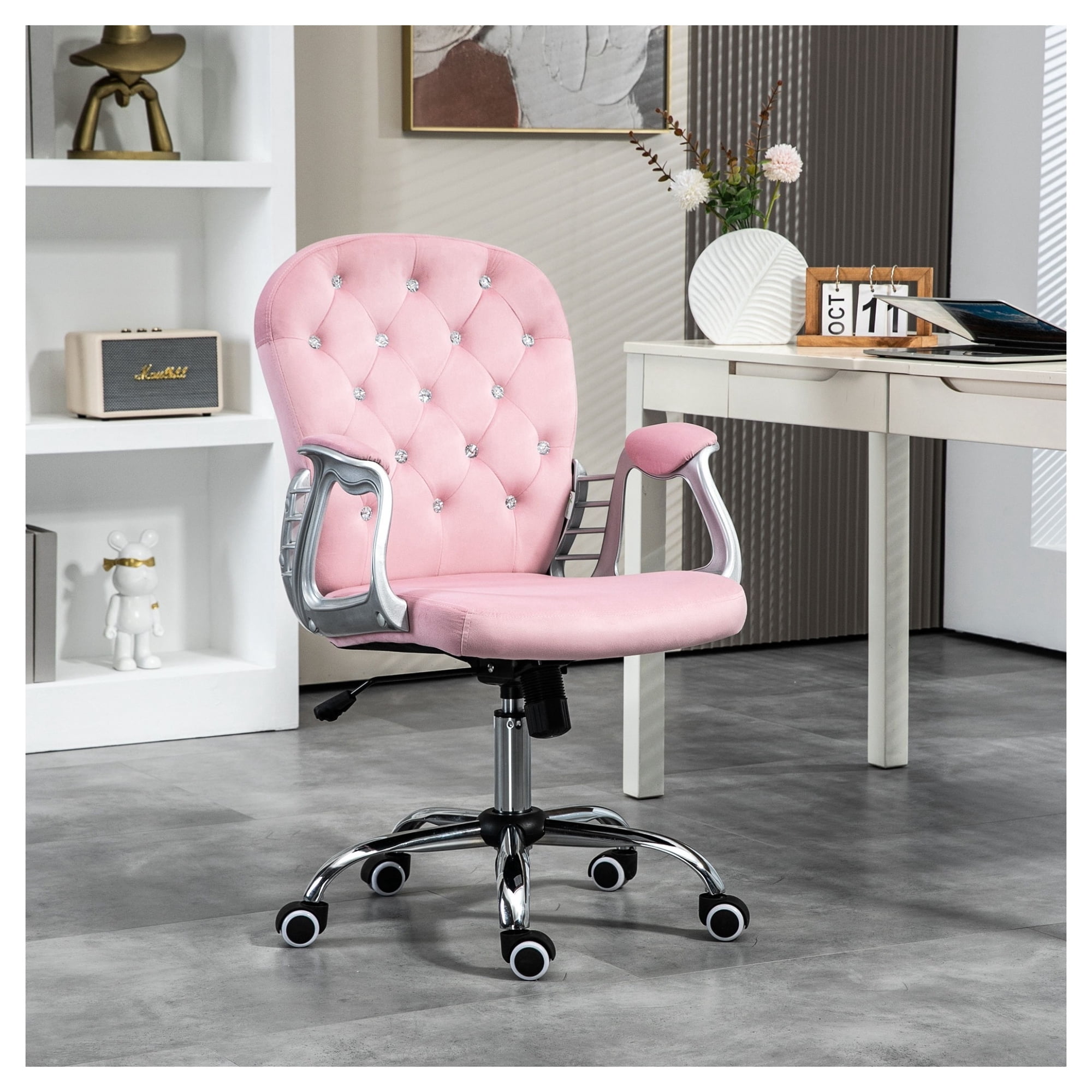 pink desk chair button tufted product