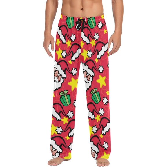 GZHJMY Christmas Santa Pajama Pants for Men, Lounge Pants Lightweight Men Pajama Bottoms with Drawstring Pockets, Christmas New Year Birthday Gifts, Large