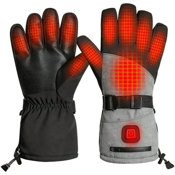 KHONTS Heated Gloves for Men Women Battery Powered Waterproof Windproof Thermal Touchscreen Heating Gloves for Skiing Riding Hiking(no Battery) Grey One Size