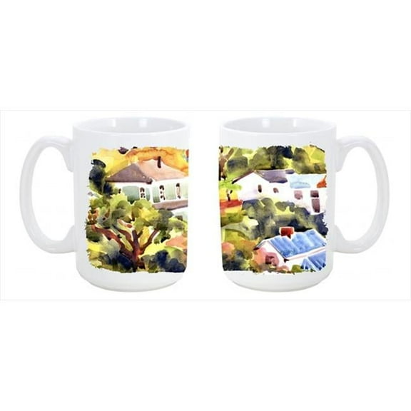 Houses Dishwasher Safe Microwavable Ceramic Coffee Mug 15 oz.
