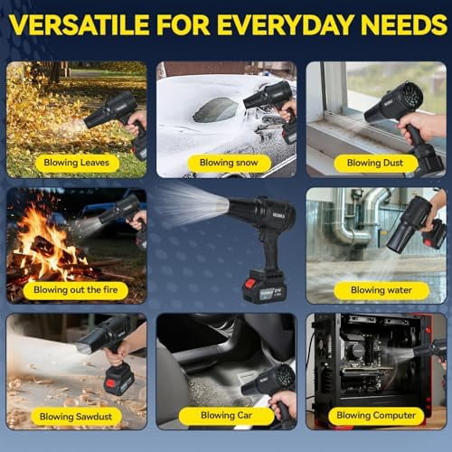 Leaf Blower Cordless, 21v Handheld Leaf Blower with 2 X 4.0ah Batteries and Charger, 980,000 RPM Mini Blower, for Lawn Care, Patio, Dust, Blowing Leaves, Snow