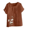 thumbnail image 4 of Camisetas de Manga Corta para las Mujeres Impreso Botón de Manga Corta Camiseta Blusa Poliéster, Ropa Casual Mirar Superior para las Mujeres, 4 of 4