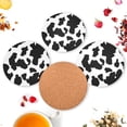 thumbnail image 6 of GZHJMY Cow Print Round Coaster, 4 Pcs Heat Resistant Absorbent Drink Coaster for Kitchen Bar Cafe Decor, 6 of 7
