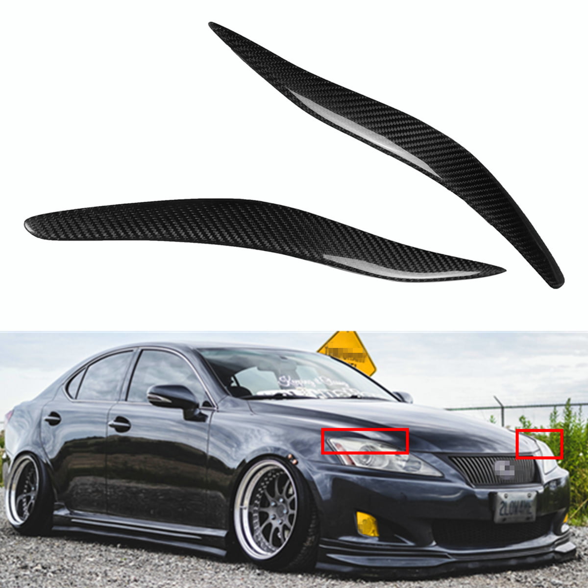 Bestlymood Carbon Fiber Headlight Cover Eyebrow Eyelid Fit for IS250 IS300 IS200 