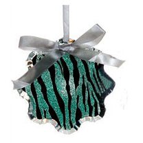 Allstate 4.5" Teal Green and Black Glittered Zebra Print Snowflake Prism Christmas Ornament