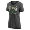 thumbnail image 2 of Women's Gray Milwaukee Bucks Selection Tri-Blend T-Shirt, 2 of 3