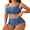 Blue, variant on Asoul Ribbed High Waisted Bikini Sets for Womens Scoop Neck Wide Straps Bathing Suit