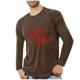 thumbnail image 1 of Lovzfmll Haut de Pyjama Athlétique à Manches Longues Col Rond pour Hommes Imprimé Cœur Marron, m, 1 of 4
