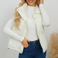 thumbnail image 6 of Fanxing Puffer Vest Women Lightweight Full-Zip Stand Collar Sleeveless Quilted Jacket Warm Winter Coat Padded Down Outerwear White S, 6 of 9