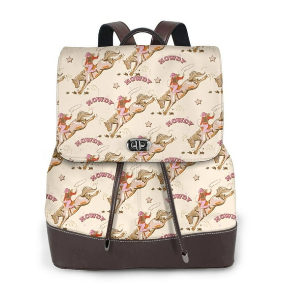Ratiio Howdy Cowgirl Pattern Womens Backpack Purse Leather Backpack Purse for Women Travel Fashion Backpack Designer Ladies Shoulder Bags