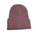 thumbnail image 2 of dianhelloya Women Fall Winter Hat Knitted Solid Color High Elastic Dome Anti-slip Regular Fit Soft Warm No Brim Windproof Warm Unisex Winter Cap Adult Beanie Purplish Red, 2 of 8