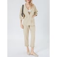 thumbnail image 4 of Cenuakty Women Blazer Suit, Elegant Long Sleeve Lapel Collar Jacket with Pants Lounge Outfit, 4 of 9