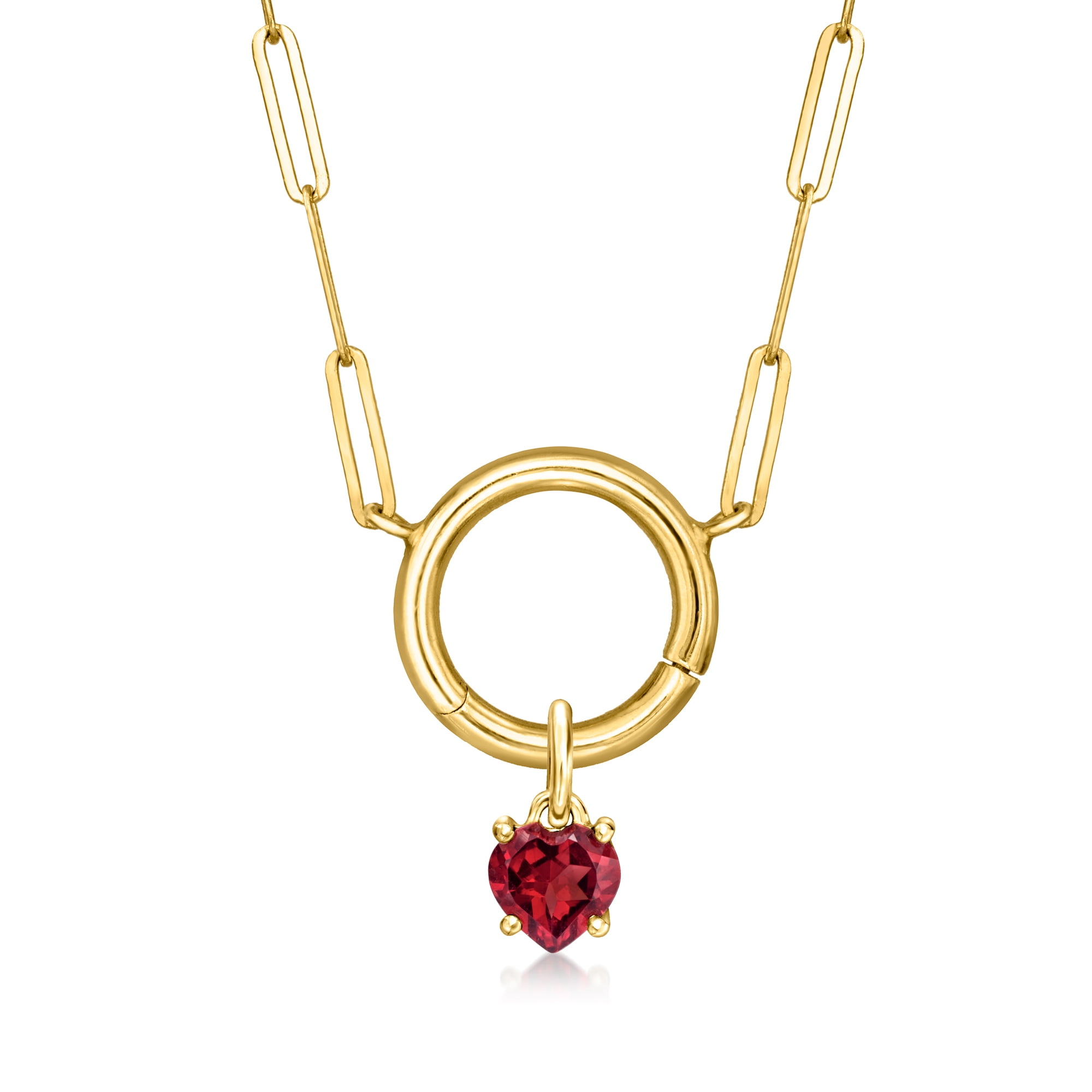 Pure Collection by Ross-Simons 0.50 Carat Garnet Heart Charm in 14kt Yellow Gold, Women's, Adult