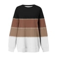 thumbnail image 3 of miqiqism Womens Oversized Sweatshirts Juniors Casual Crew Neck Long Sleeve Tops Comfy Striped Shirts Fall Fashion Pullover 2024 Trendy Drop Shoulder Blouses,Brown,X-Large, 3 of 3