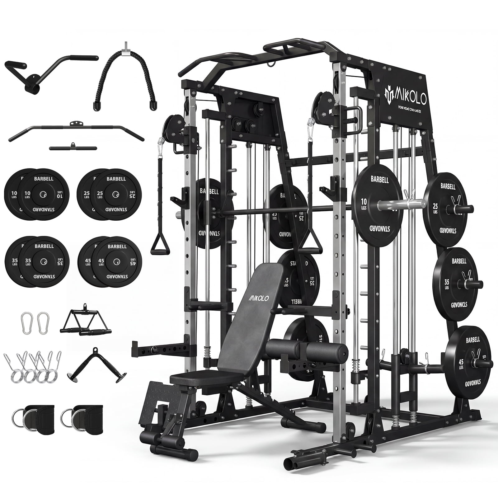 M4 Home Gym Package -Black (Bench & 230LBS BP & Cable Accessories)