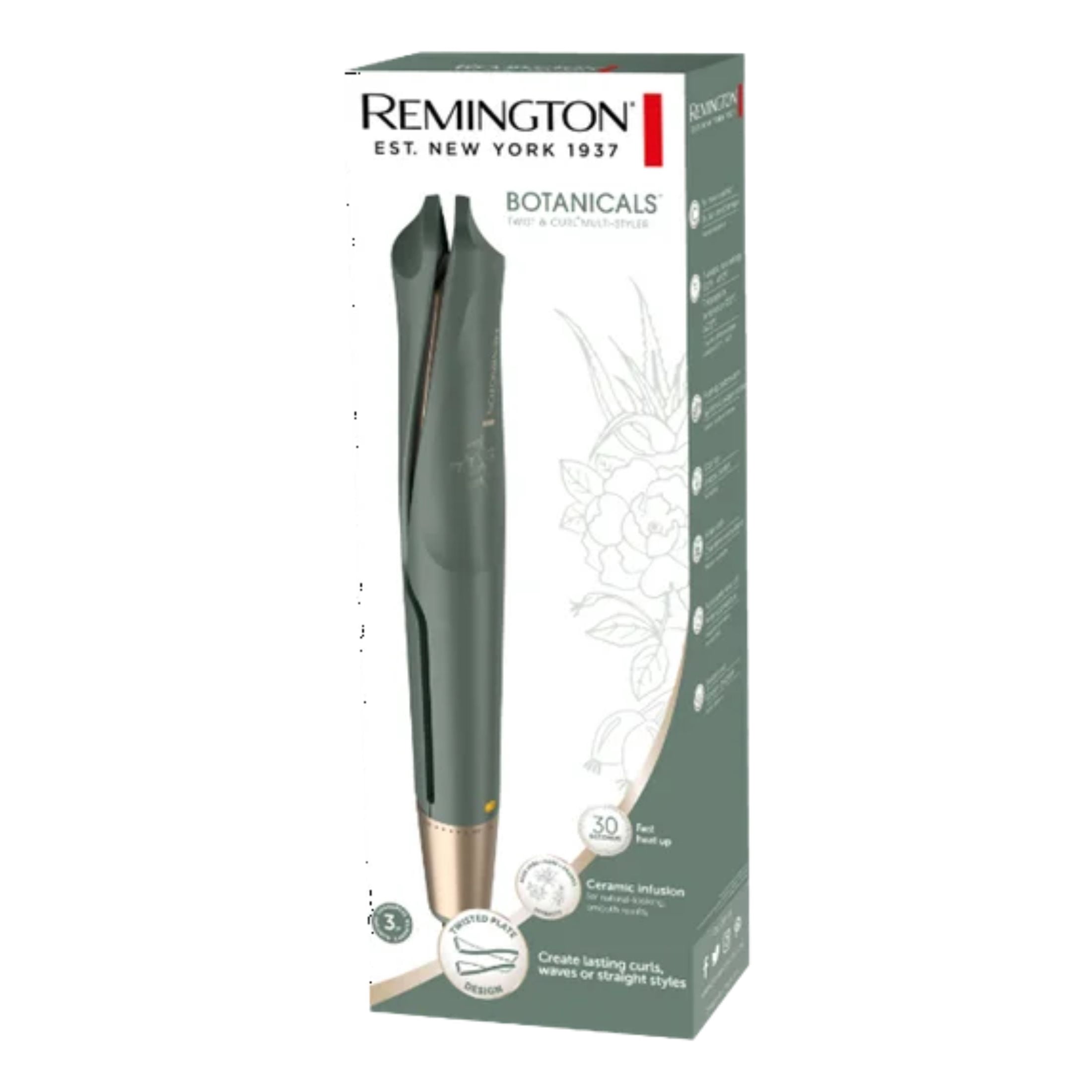 Remington Botanicals™ Twist & Curl Multi-Styler, Ceramic, 7 Heat Settings, Green