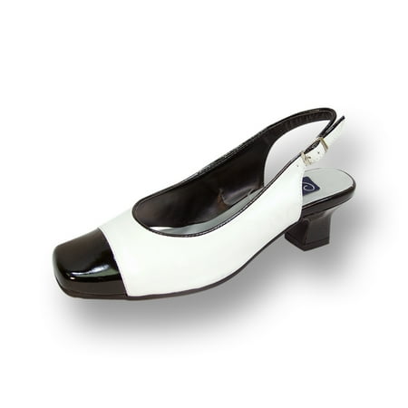 White Slingback Pumps - PEERAGE Cece Women Wide Width Leather Slingback Pump WHITE 5