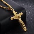 thumbnail image 6 of GKNET Mens Silver Stainless Steel Jesus Christ Crucifix Cross Pendant Necklace C_tu-Dark Coffee, 6 of 9