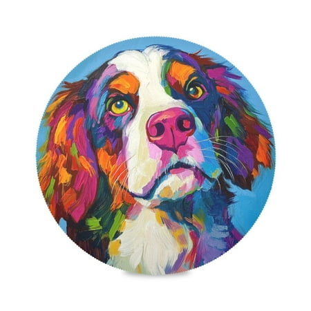 

Round Plate Mat 15.4x15.4 Inchesx1 Placemat Table Mat Kitchen Mat Coffee Mat Fabric Thick Strong Wear-Resistant Heat Resistance Oil Painting Cute Dog