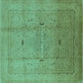 thumbnail image 1 of Ahgly Company Machine Washable Indoor Square Oriental Turquoise Blue Industrial Area Rugs, 7' Square, 1 of 4