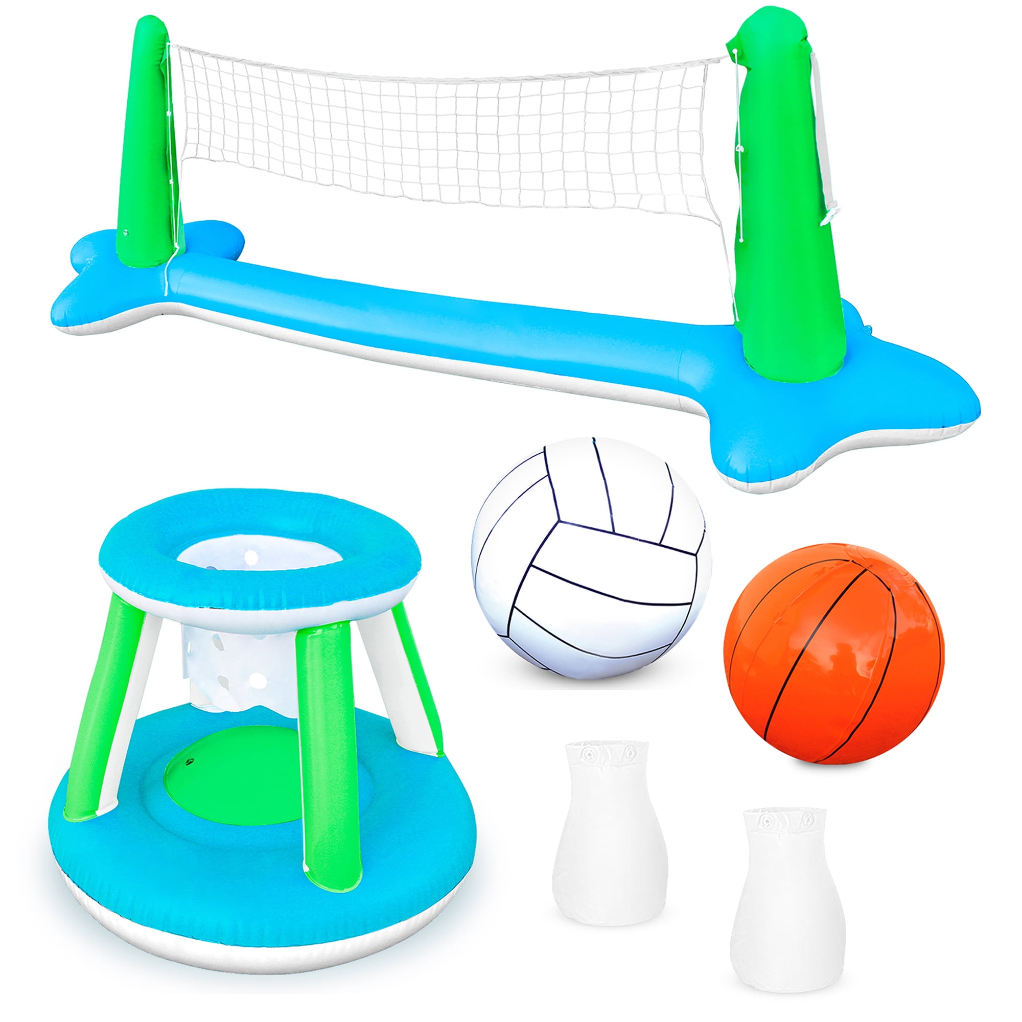 Joyfy Pool Toys with Pool Volleyball & Pool Basketball Hoop, Summer Pool Game for Kids and Pool Floats for Adults