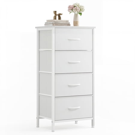 Concetta 4-Drawer Fabric Storage Dresser, White